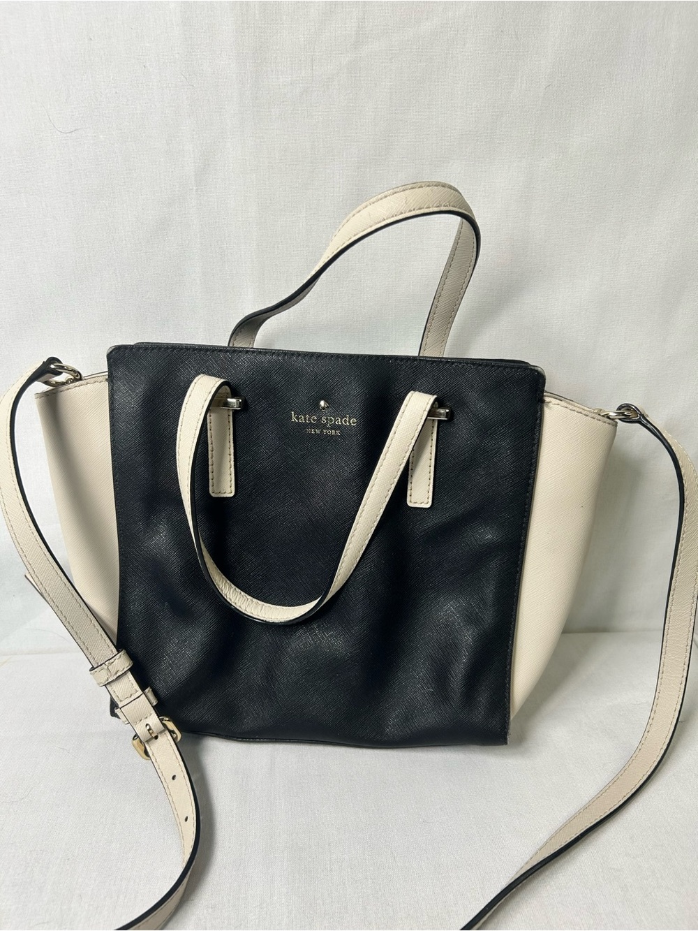 kate spade Black and Cream Colorblock Shoulder Tote